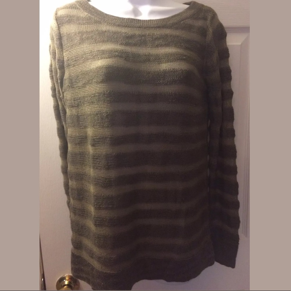 BB DAKOTA Striped Knit Sweater olive green - Picture 1 of 8